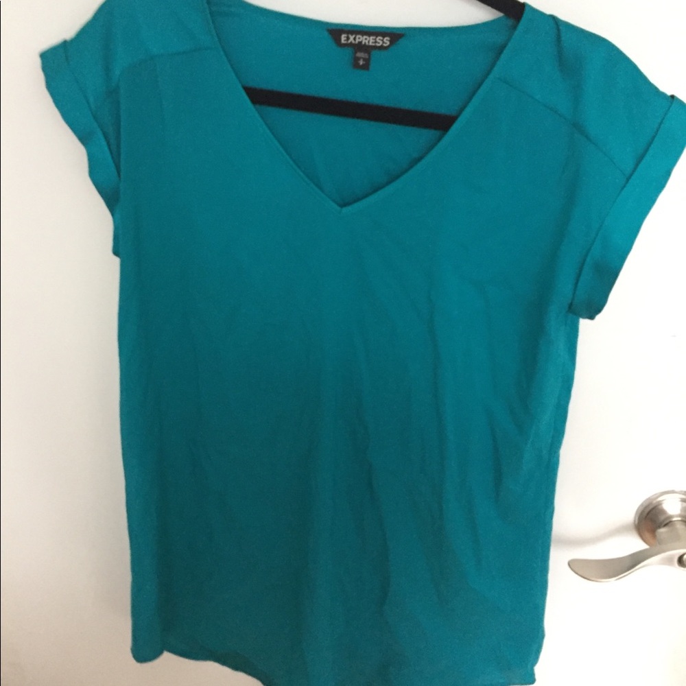 Teal v neck blouse